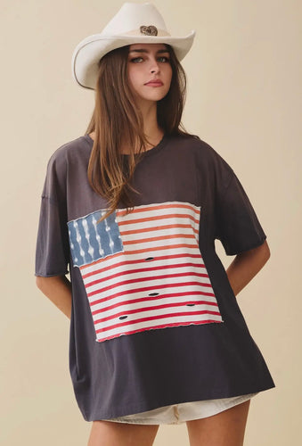 Distressed Flag Patch Tee